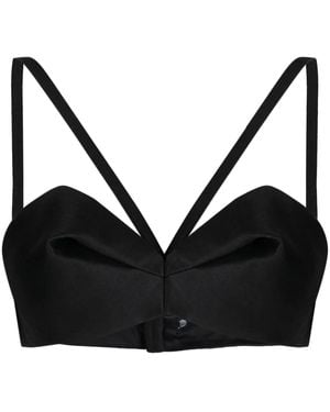 Versace Gathered Bustier Crop Top - Black