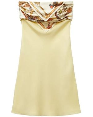 Versace Zijde-Twill Mini-Jurk Met Sjaaldetail - Geel