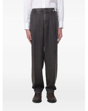 Myths Pleated Straight-Leg Trousers - Grey