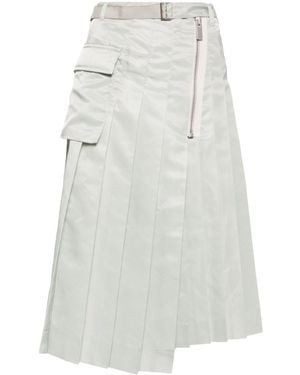 Sacai Pleat Belted Skirt - White