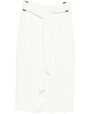 Elisabetta Franchi Gabardine Skirt With Sash Belt - White