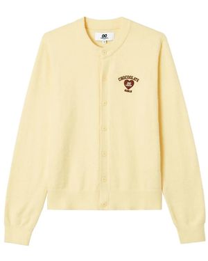 Chocoolate Logo-Embroidered Knit Cardigan - Metallic