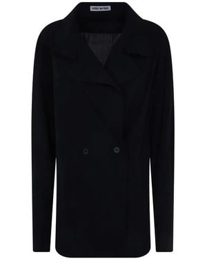 Issey Miyake Camicia Monsieur Doppiopetto Con Revers A Lancia - Nero
