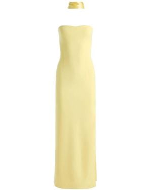Alice + Olivia Chana Strapless Side-Slit Maxi Dress - Metallic