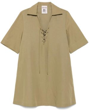 Semicouture レースアップ シャツドレス - グリーン