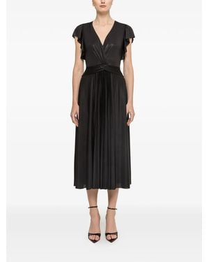 Nissa Glossy-Effect Midi Dress - Black