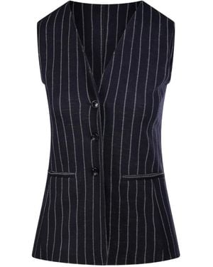Max Mara Pinstripe Sleeveless Jacket - Blue