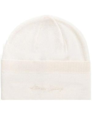 ARMANI EXCHANGE Logo-Embroidered Beanie Hat - White