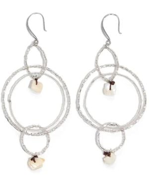 Bimba Y Lola Beads And Mother-Of-Pearl Earrings - White
