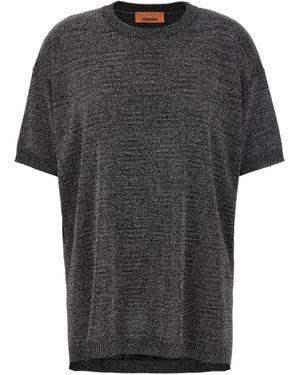 Missoni Oversized Lurex Knit T-Shirt With Crew Neck - Gray