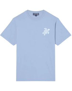 Vilebrequin Big Turtle Embroidery Light Organic Cotton Jersey T-Shirt With Embroidered Turtle - Blue