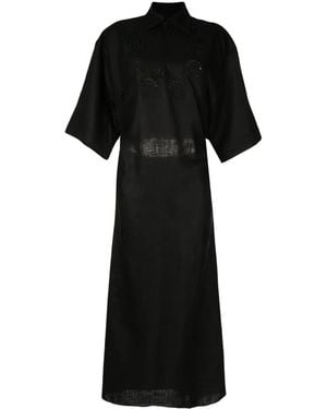 Litkovskaya Guipure-Detailing Linen Dress - Black
