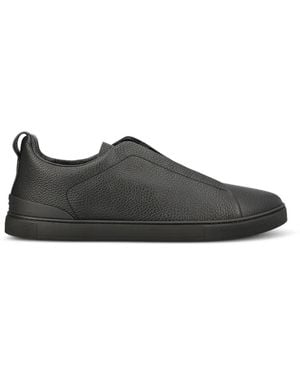 ZEGNA Leather Triple Stitch Trainers - Black
