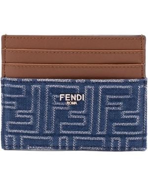 Fendi Ff Denim Card Holder - Blue