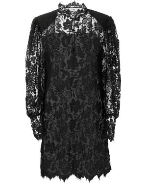 Chloé Floral-Lace High-Neck Dress - Black