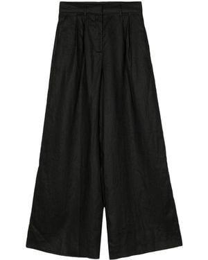 STAUD Sasha Wide-Leg Linen Trousers - Black