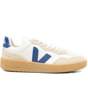 Veja V90 O.T. Leather Panelled Trainers - Blue