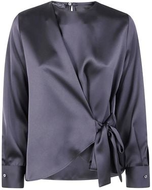 DR. HOPE Tie-Front Satin Blouse - Blue