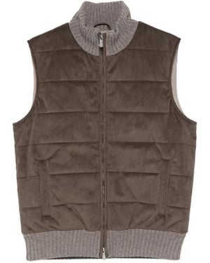 Gran Sasso Gilet Matelassé À Capuche - Marron