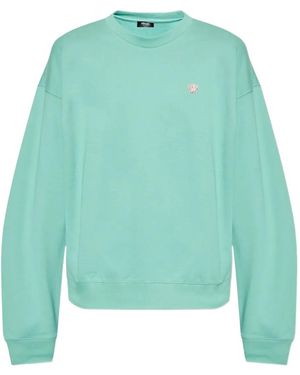 Versace Cotton Embroidered-Logo Sweatshirt - Green
