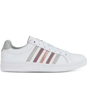 K-swiss Baskets Court Tiebreak En Cuir À Rayures - White