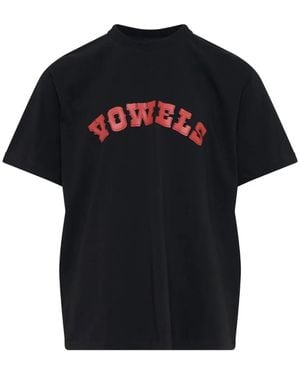 vowels Cowboy Logo-Print Cotton T-Shirt - Black