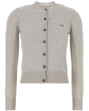 A.P.C. Rosa Logo-Embroidered Cardigan - Grey