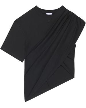 Courreges Asymmetric Draped T-Shirt - Black