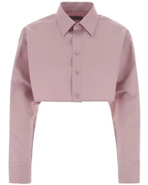 Balenciaga Cropped Embroidered-Logo Shirt - Pink