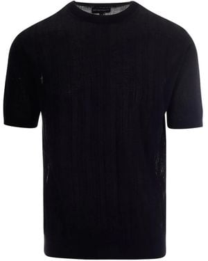 Emporio Armani Ribbed-Knit T-Shirt - Black