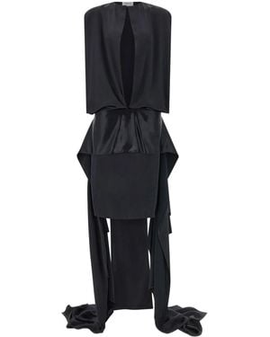 Ferragamo Satin-Weave Slit-Detail Evening Dress - Blue