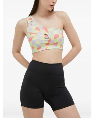 PUMA Reggiseno Monospalla Con Stampa Geometrica - Bianco