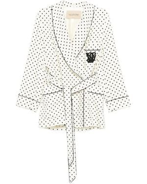 Valentino Garavani Plusdepois-Print Belted Blazer - White