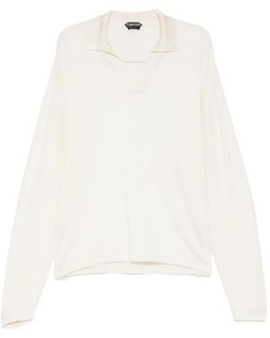 Tom Ford Camiseta Con Cuello En V - Blanco