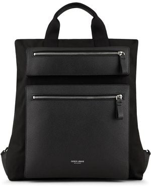 Giorgio Armani Logo-Stamp Backpack - Black