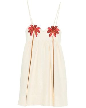 FARM Rio Coconut Tree Embroidered Mini Dress - White