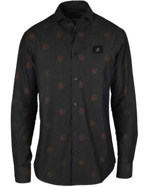 Philipp Plein Striped Skull-Print Shirt - Black
