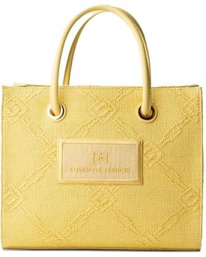 Elisabetta Franchi Small Woven-Jacquard Tote Bag - Yellow