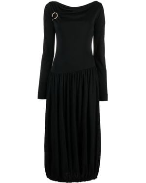 Lanvin Long-Sleeve Asymmetric Midi Dress - Black