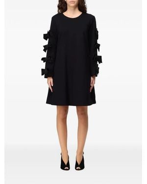 MEIMEIJ Bow-Embellished Long-Sleeve Mini Dress - Black