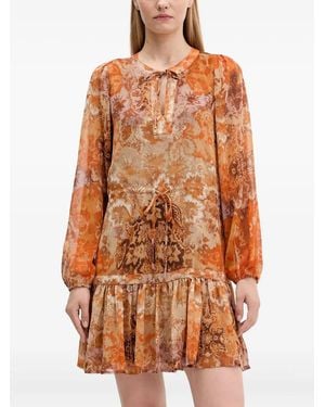 Desigual Robe Mi-Longue À Col Noué - Orange