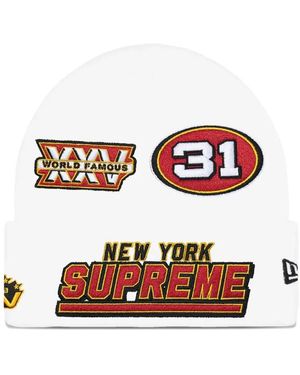 Supreme X New Era Appliqued Football Beanie - White