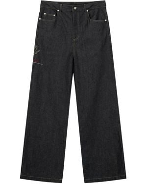 ROUGH Embroidered-Detail Denim Jeans - Gray