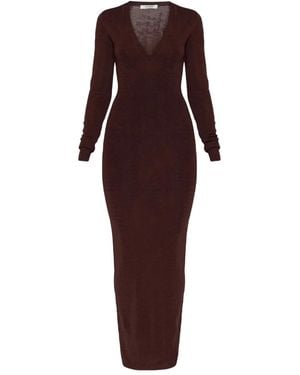 Entire studios V-Neck Long-Sleeve Midi Dress - Purple