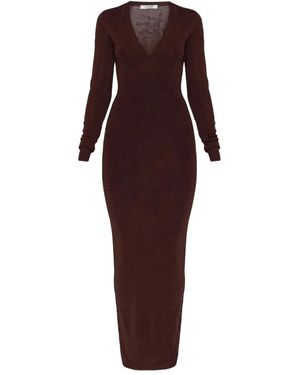 Entire studios V-Neck Long-Sleeve Midi Dress - Purple