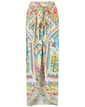 CAMILLA Layered Tie-Front Sarong Skirt - White
