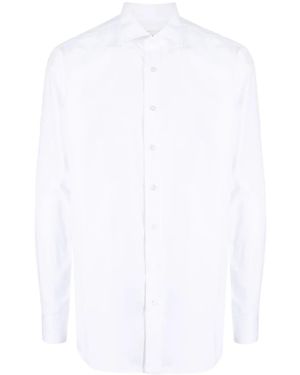 Lardini Poplin Button-Up Cotton Shirt - White