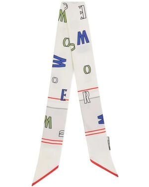 Moorer Foulard En Soie À Logo Imprimé - White