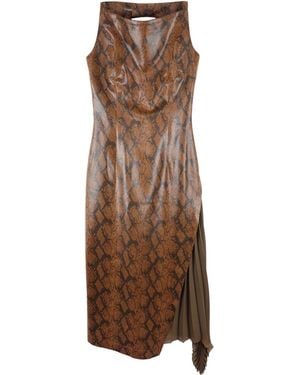 ROKH Pleated Dress - Brown
