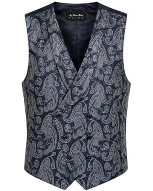 Luigi Bianchi Paisley-Print Double-Breasted Waistcoat - Blue